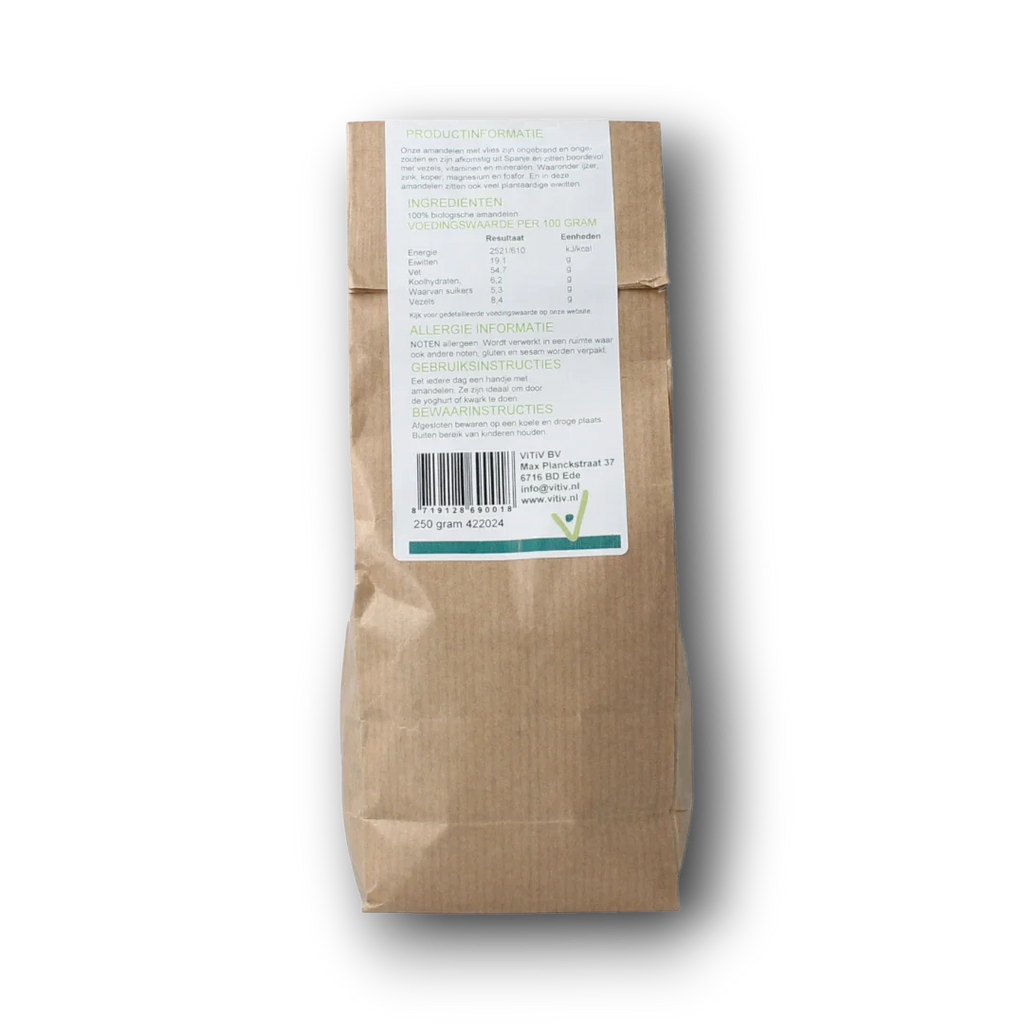 Vitiv Amandelen met vlies bio 250.00 Gram