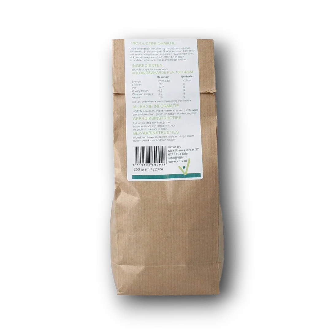 Vitiv Amandelen met vlies bio 250.00 Gram