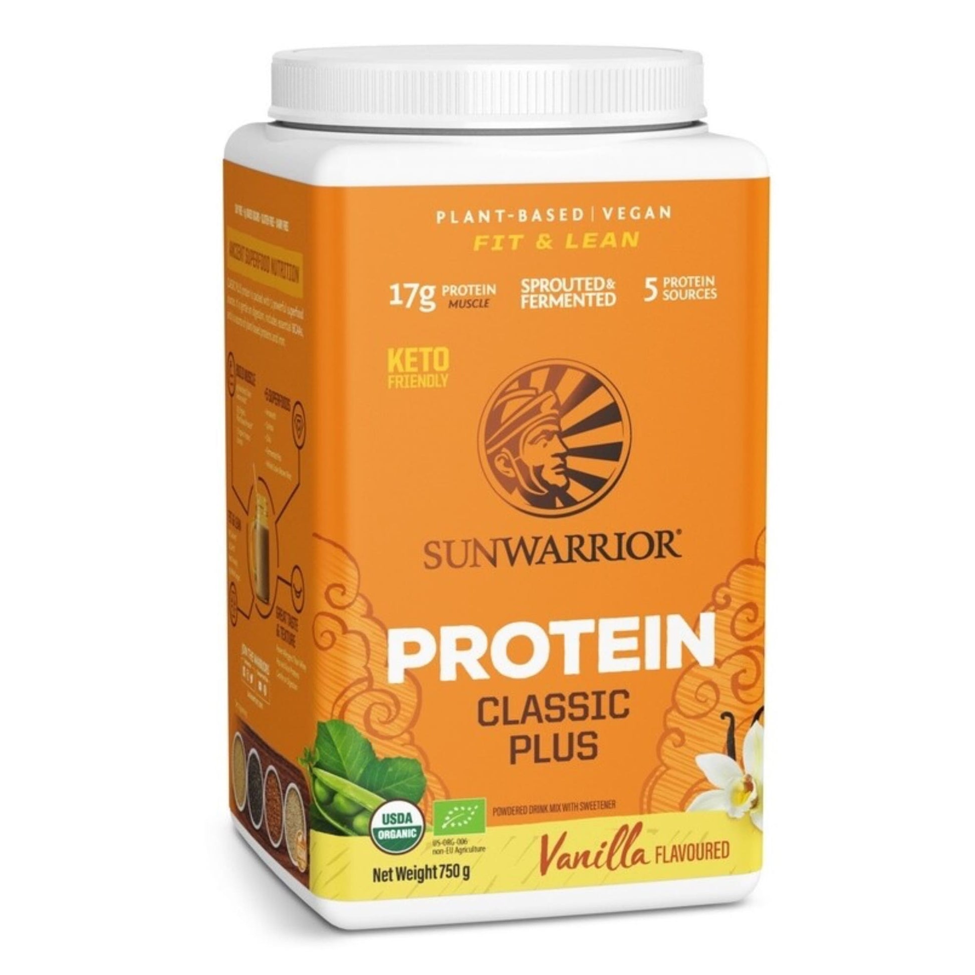 Proteine-Poeder-Vegan-Biologisch-Sunwarrior-Classic-Plus-Vanille-750-Gram